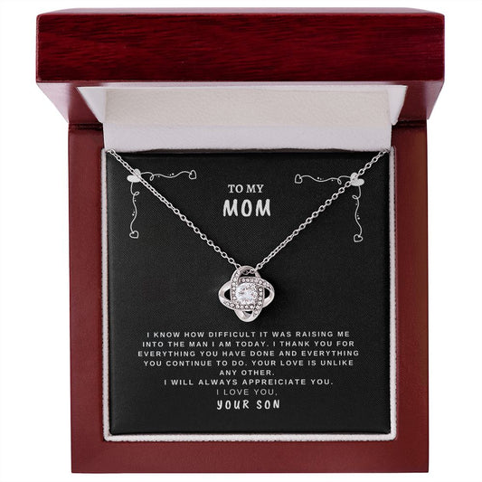 MOM FROM SON LOVE KNOT NECKLACE
